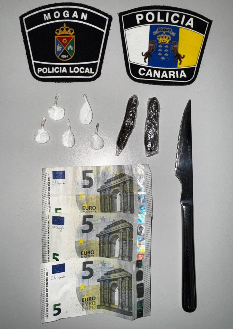 La Policía Local de Mogán detiene a un hombre por venta de drogas al menudeo y a otro por hurto