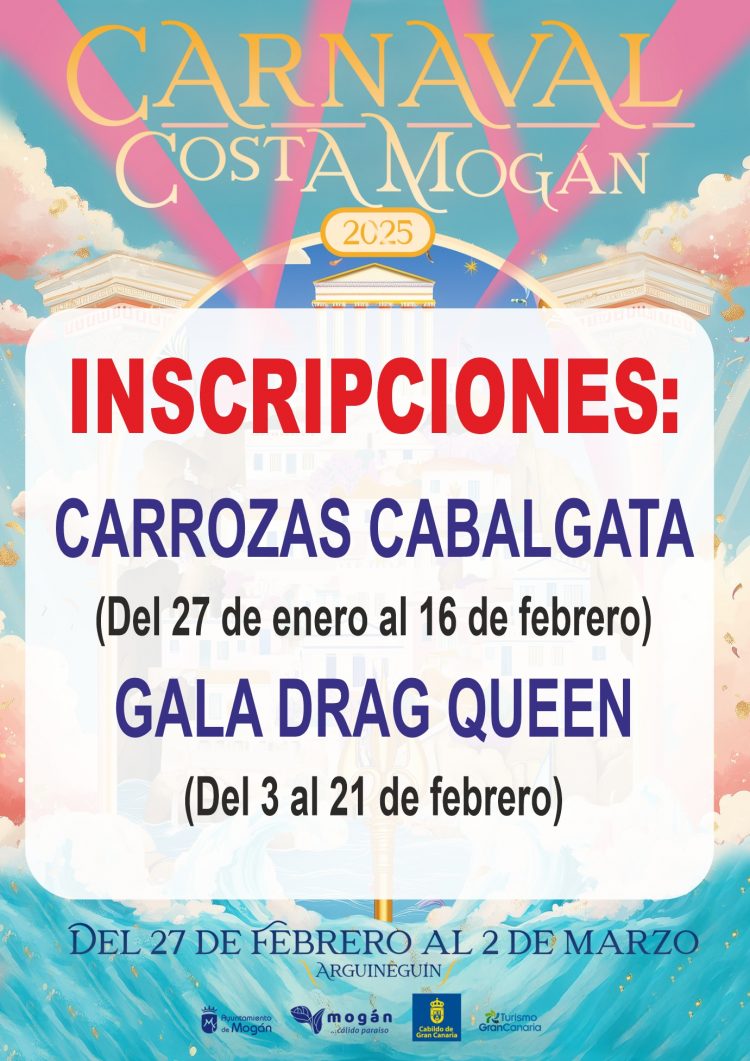 Ampliación del plazo de inscripción de carrozas y drags en el Carnaval Costa Mogán 2025