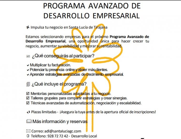 Santa Lucía abre el plazo de inscripción del Programa Avanzado de Desarrollo Personal para emprendedores