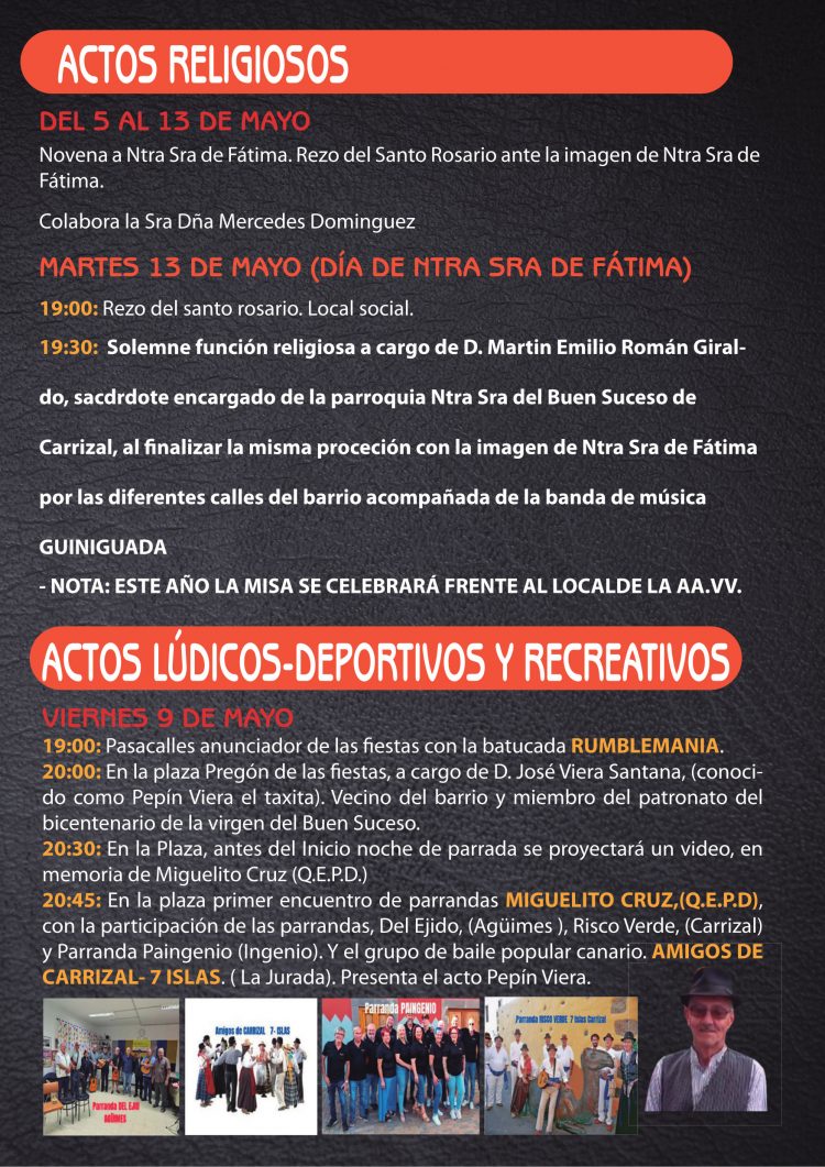 La Capellanía celebra sus fiestas en honor a la Virgen de Fátima