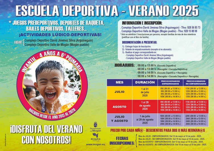 La Escuela Deportiva de Verano de Mogán abre inscripciones el 12 de mayo