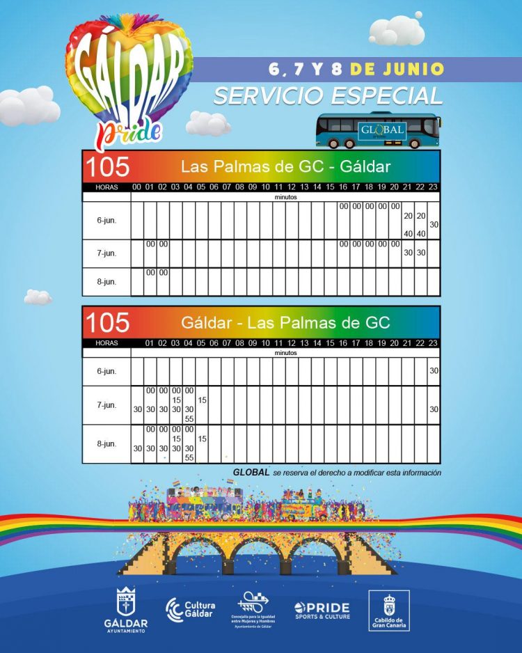 El Gáldar Pride contará con refuerzo de guaguas durante todo el fin de semana