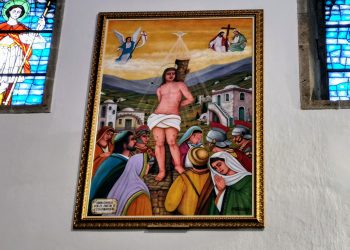 La iglesia de San Sebastián luce un nuevo cuadro de José Luis Artiles dedicado al patrón del municipio