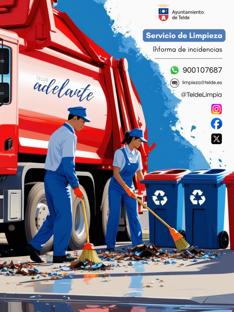 El Ayuntamiento de Telde solicita la colaboración ciudadana para informar de incidencias de limpieza a través de WhatsApp