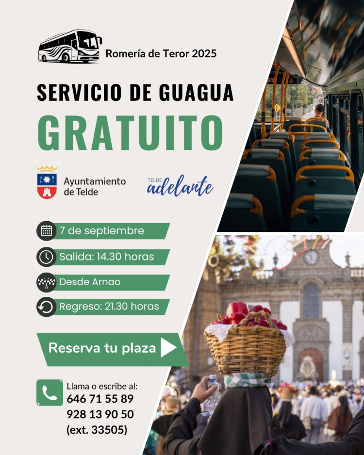 Telde habilita un servicio gratuito de guaguas para la Romería del Pino 2025