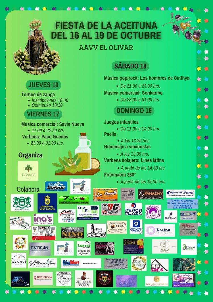 La Asociación Vecinal El Olivar celebra la Fiesta de la Aceituna del 16 al 19 de octubre