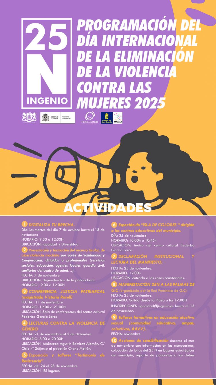 Ingenio conmemora el 25N con una amplia programación de actividades de sensibilización y reflexión