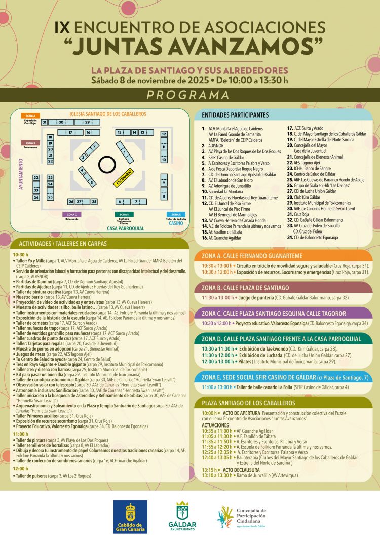 El IX Encuentro de Asociaciones ‘Juntas Avanzamos’ llega este sábado 8 de noviembre a la Plaza de Santiago