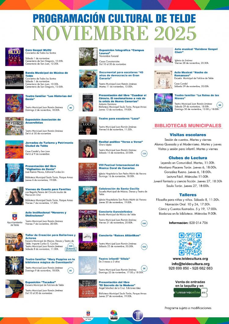 Telde presenta una completa programación cultural en noviembre con más de 50 actividades para todos los públicos