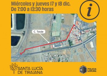 El Ayuntamiento de Santa Lucía informa de cierre de carreteras por obras