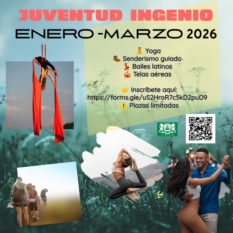 El Ayuntamiento de Ingenio ofrece, a través de la Concejalía de Juventud, una programación de actividades gratuitas para jóvenes para los meses de enero, febrero y marzo