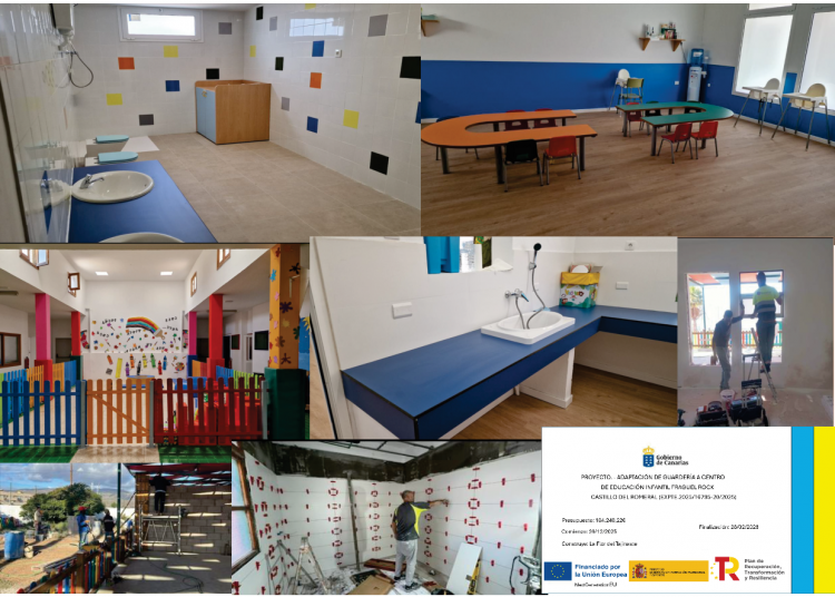 Continúan las obras de reforma y acondicionamiento en las Guarderias Infantiles: Los Diminutos Tablero, Los Pequeñecos San Fernando y Fraguel Rock Castillo del Romeral