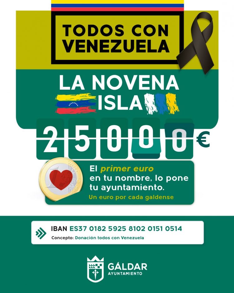 Gáldar destina 25.000 euros a las víctimas de los terremotos en Venezuela y habilita una cuenta para canalizar las donaciones ciudadanas