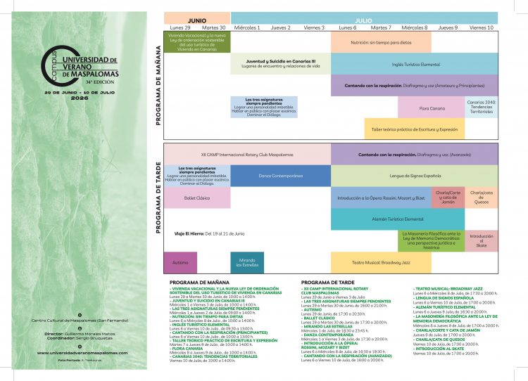 La Universidad de Verano de Maspalomas iniciará su programación con más de 25 actividades formativas