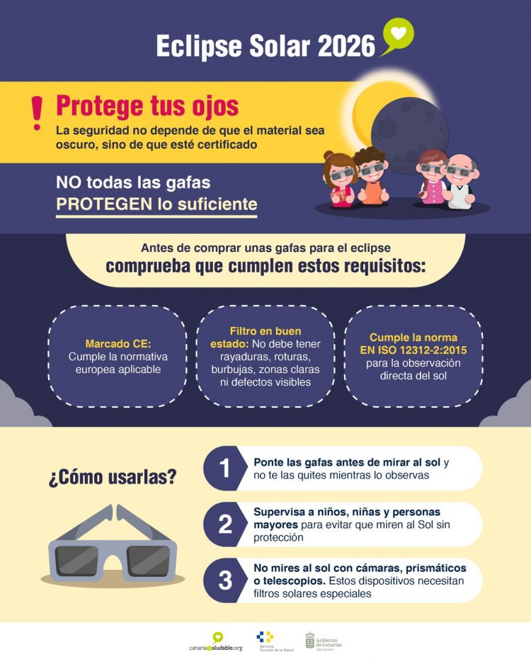 Salud Pública emite recomendaciones para evitar riesgos para la salud en la observación del eclipse