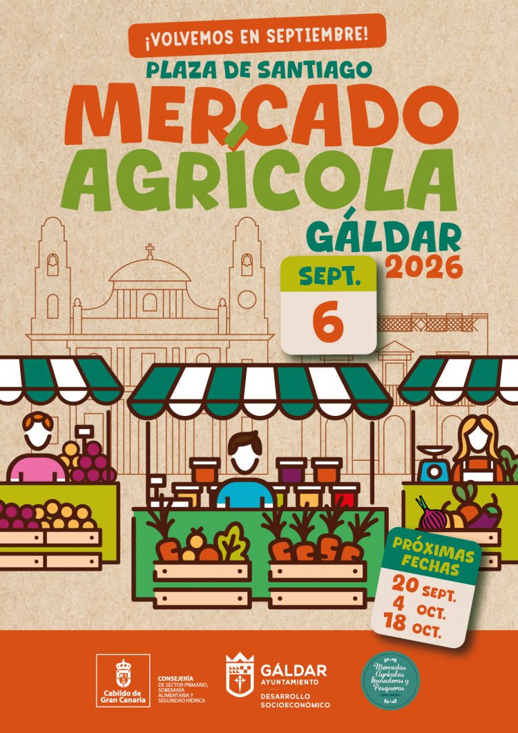 El Mercado Agrícola de Gáldar regresa a la Plaza de Santiago este domingo, 6 de septiembre
