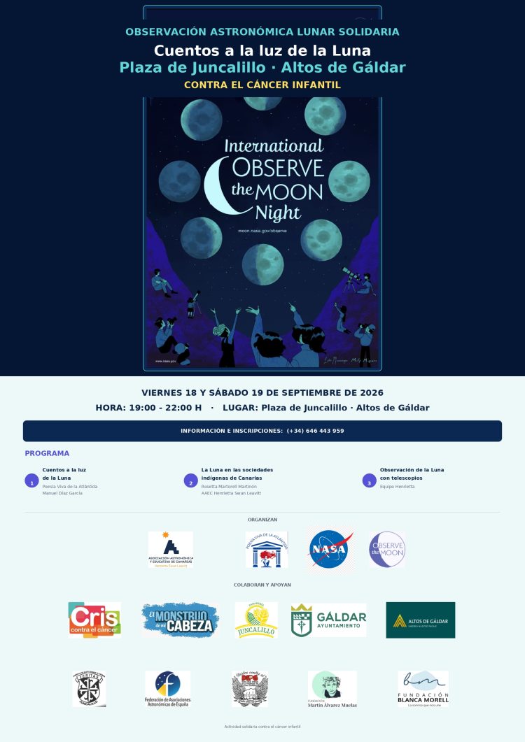 Gáldar se une a la lucha contra el cáncer infantil con una observación lunar solidaria en Juncalillo