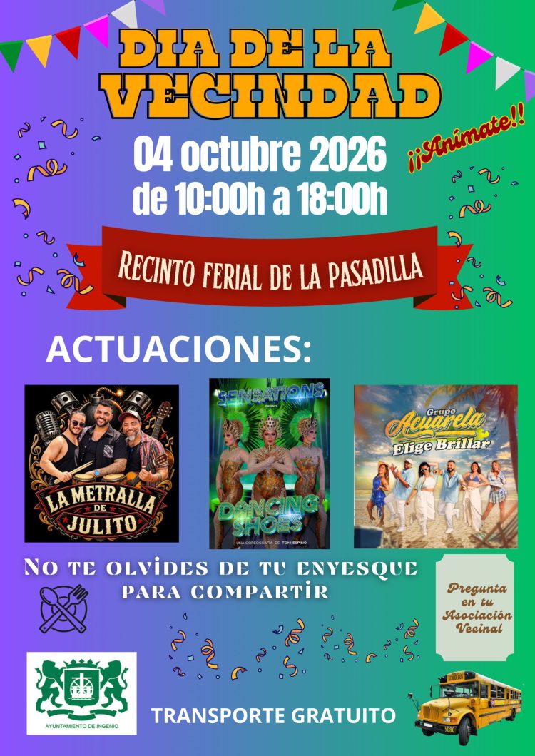 El Día de la Vecindad volverá a unir a los barrios ingenienses en La Pasadilla el próximo 4 de octubre