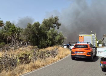 Cinco helicópteros combaten el fuego en el incendio en El Ingenio que afecta ya a 6.700 metros