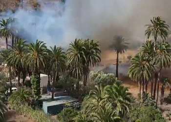 El Incendio en el  Ingenio de Santa Lucía de Tirajana obliga a desalojar varias viviendas